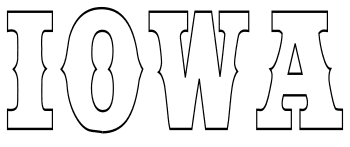 Free Iowa text lettering vector image, with spurs, pattern, map shape 
cutting file.