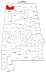 Map of Alabama highlighting Colbert county, pattern, stencil, template, svg.