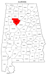 Map of Alabama highlighting Walker county, pattern, stencil, template, svg.