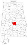 Map of Alabama highlighting Autauga county, pattern, stencil, template, svg.