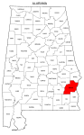 Map of Alabama highlighting Barbour county, pattern, stencil, template, svg.