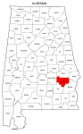 Map of Alabama highlighting Bullock county, pattern, stencil, template, svg.