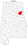 Map of Alabama highlighting Calhoun county, pattern, stencil, template, svg.