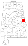 Map of Alabama highlighting Chambers county, pattern, stencil, template, svg.