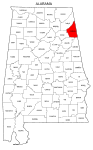 Map of Alabama highlighting Cherokee county, pattern, stencil, template, svg.