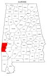 Map of Alabama highlighting Choctaw county, pattern, stencil, template, svg.