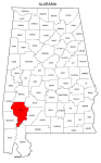 Map of Alabama highlighting Clarke county, pattern, stencil, template, svg.