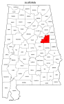 Map of Alabama highlighting Clay county, pattern, stencil, template, svg.