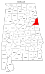 Map of Alabama highlighting Cleburne county, pattern, stencil, template, svg.