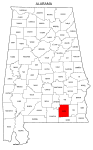 Map of Alabama highlighting Coffee county, pattern, stencil, template, svg.