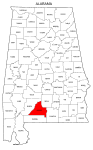 Map of Alabama highlighting Conecuh county, pattern, stencil, template, svg.