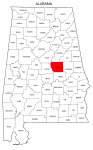 Map of Alabama highlighting Coosa county, pattern, stencil, template, svg.