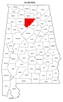 Map of Alabama highlighting Cullman county, pattern, stencil, template, svg.