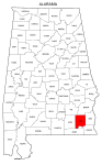 Map of Alabama highlighting Dale county, pattern, stencil, template, svg.