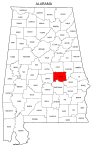 Map of Alabama highlighting Elmore county, pattern, stencil, template, svg.