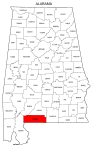 Map of Alabama highlighting Escambia county, pattern, stencil, template, svg.