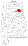 Map of Alabama highlighting Etowah county, pattern, stencil, template, svg.