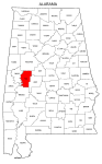 Map of Alabama highlighting Hale county, pattern, stencil, template, svg.