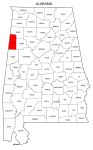 Map of Alabama highlighting Lamar county, pattern, stencil, template, svg.
