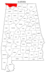 Map of Alabama highlighting Lauderdale county, pattern, stencil, template, svg.