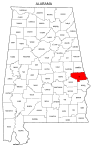 Map of Alabama highlighting Lee county, pattern, stencil, template, svg.