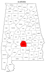 Map of Alabama highlighting Lowndes county, pattern, stencil, template, svg.