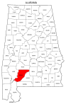 Map of Alabama highlighting Monroe county, pattern, stencil, template, svg.