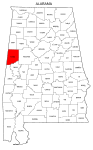 Map of Alabama highlighting Pickens county, pattern, stencil, template, svg.