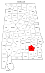 Map of Alabama highlighting Pike county, pattern, stencil, template, svg.