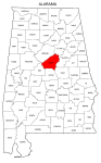 Map of Alabama highlighting Shelby county, pattern, stencil, template, svg.