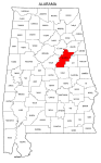 Map of Alabama highlighting Talladega county, pattern, stencil, template, svg.