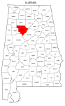 Map of Alabama highlighting Walker county, pattern, stencil, template, svg.