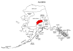 Map of Alaska highlighting Denali county, pattern, stencil, template, svg.