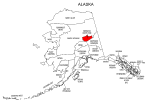 Map of Alaska highlighting Fairbanks North Star county, pattern, stencil, template, svg.