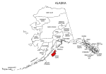 Map of Alaska highlighting Kodiak Island county, pattern, stencil, template, svg.
