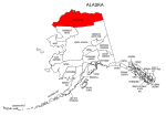 Map of Alaska highlighting North Slope county, pattern, stencil, template, svg.