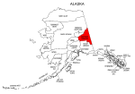 Map of Alaska highlighting Southeast Fairbanks county, pattern, stencil, template, svg.