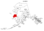 Map of Alaska highlighting Wade Hampton county, pattern, stencil, template, svg.
