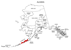 Map of Alaska highlighting Aleutians East county, pattern, stencil, template, svg.