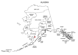 Map of Alaska highlighting Bristol Bay county, pattern, stencil, template, svg.