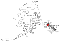 Map of Alaska highlighting Hoonah-Angoon county, pattern, stencil, template, svg.