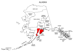 Map of Alaska highlighting Kenai Peninsula county, pattern, stencil, template, svg.