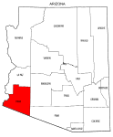 Map of Arizona highlighting Yuma county, pattern, stencil, template, svg.