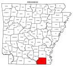 Map of Arkansas highlighting Ashley county, pattern, stencil, template, svg.