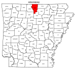 Map of Arkansas highlighting Baxter county, pattern, stencil, template, svg.