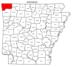 Map of Arkansas highlighting Benton county, pattern, stencil, template, svg.
