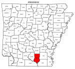 Map of Arkansas highlighting Bradley county, pattern, stencil, template, svg.