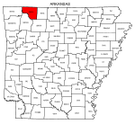 Map of Arkansas highlighting Carroll county, pattern, stencil, template, svg.