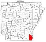 Map of Arkansas highlighting Chicot county, pattern, stencil, template, svg.