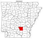 Map of Arkansas highlighting Cleveland county, pattern, stencil, template, svg.